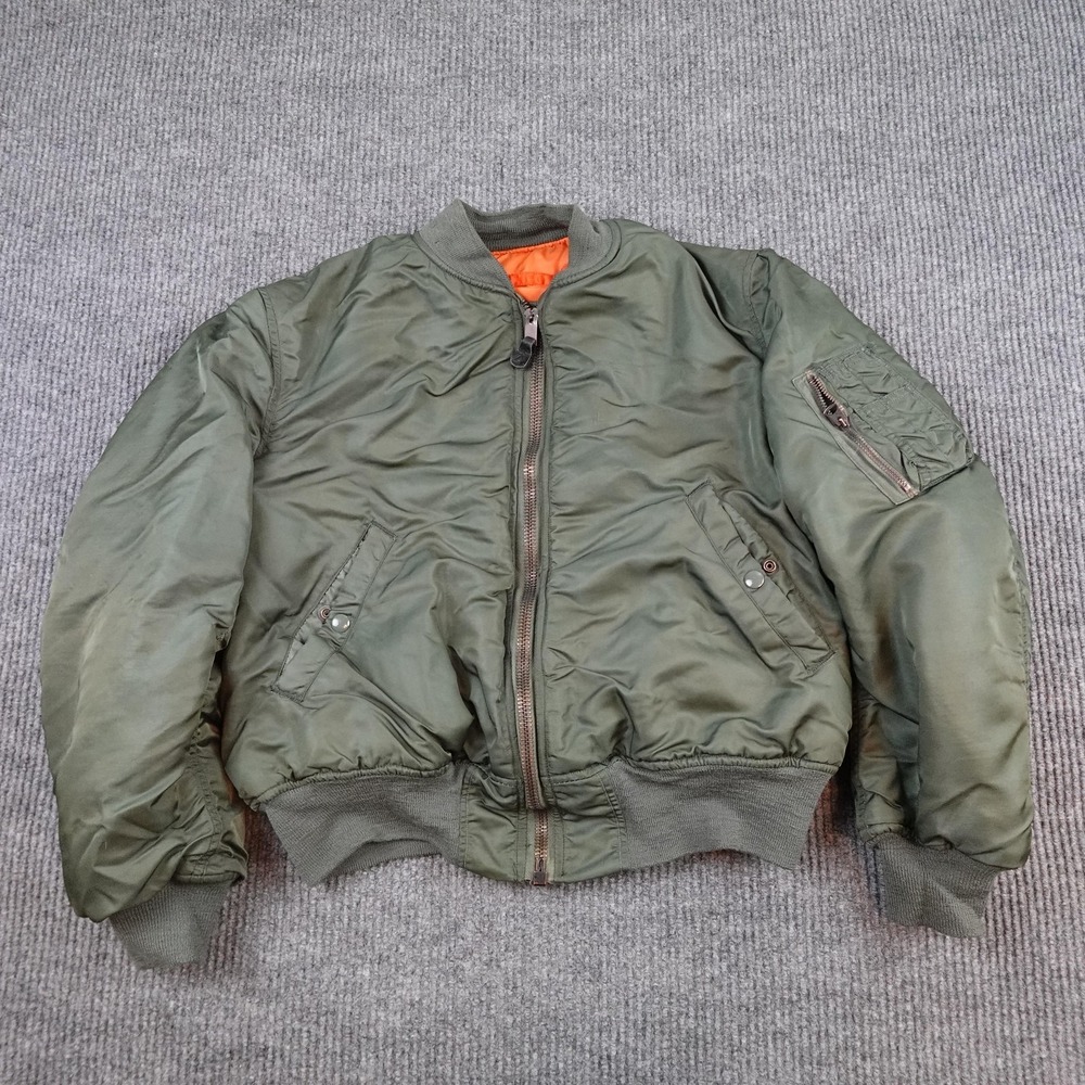 Vintage Alpha Industries MA-1 Jacket Mens Medium Green Bomber Flight USA 60s